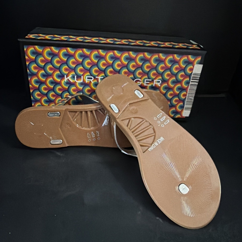 Kurt Geiger London Maddison T-Bar Gold/Bronze Summer Sandals Sz US 6, EU 36 NIB - Picture 6 of 11